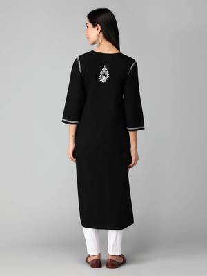 Black embroidered cotton chikankari-kurtis 2