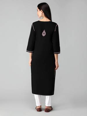 Black embroidered cotton chikankari-kurtis 2