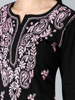 Black embroidered cotton chikankari-kurtis 4