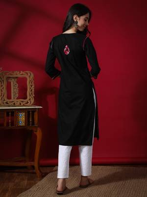 Black embroidered cotton chikankari-kurtis 2