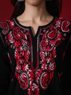 Black embroidered cotton chikankari-kurtis 4