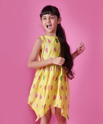 Watermelon Splash Handkerchief Hem Dress 2
