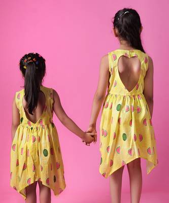 Watermelon Splash Handkerchief Hem Dress 3