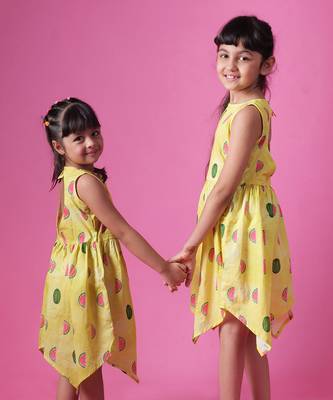 Watermelon Splash Handkerchief Hem Dress 4