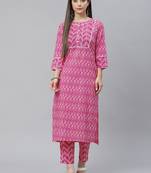 Pink printed cotton ethnic-kurtis
