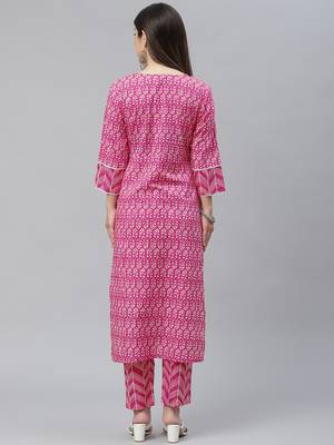 Pink printed cotton ethnic-kurtis 2