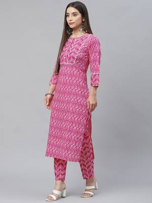 Pink printed cotton ethnic-kurtis 4