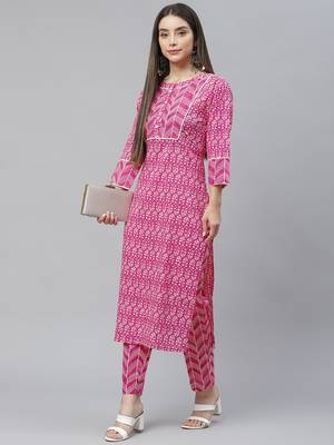 Pink printed cotton ethnic-kurtis 5
