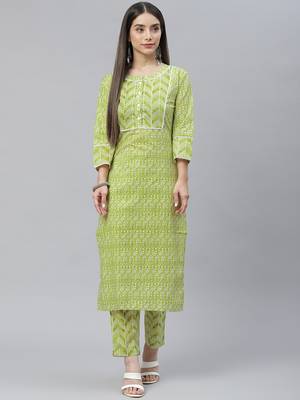 Green printed cotton ethnic-kurtis 1