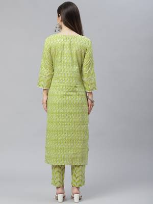 Green printed cotton ethnic-kurtis 2