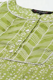 Green printed cotton ethnic-kurtis
