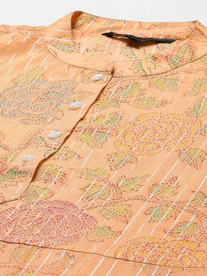 Orange printed cotton ethnic-kurtis 3