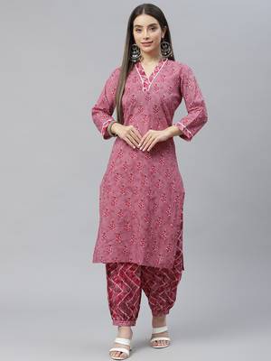 Magenta printed cotton ethnic-kurtis 1