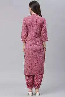 Magenta printed cotton ethnic-kurtis