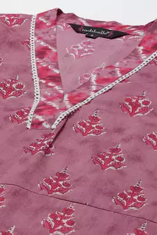 Magenta printed cotton ethnic-kurtis