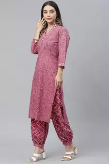Magenta printed cotton ethnic-kurtis