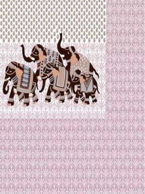 Jaipuri Pink Color Elephant Print 100% Cotton Double Bedsheet 2