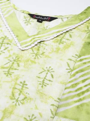 Green printed viscose rayon long-dresses 2