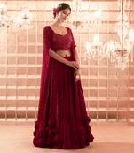 Oxblood Aubrey Lehenga Cape Set