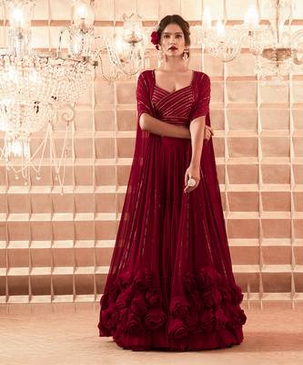 Oxblood Aubrey Lehenga Cape Set 2
