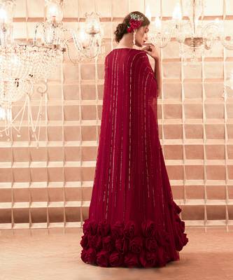 Oxblood Aubrey Lehenga Cape Set 3