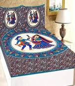 Jaipuri Multicolor Color Dandiya Print 100% Cotton Double Bedsheet