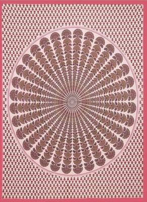 Jaipuri Peach Color Circle Print 100% Cotton Double Bedsheet 3