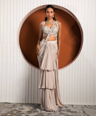 Pink Gray Violet Saree 1