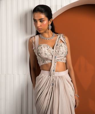 Pink Gray Violet Saree 4