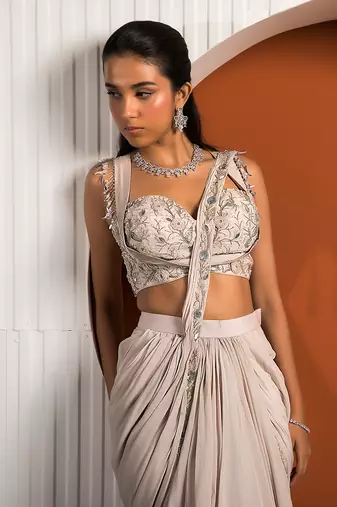 Pink Gray Violet Saree