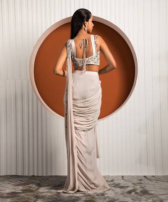 Pink Gray Violet Saree 6