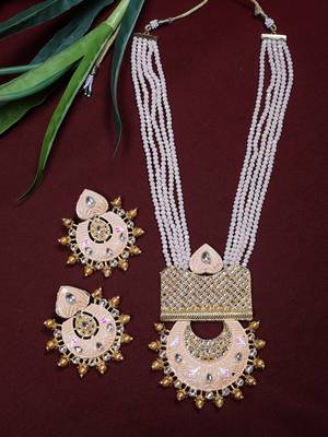 Steorra Jewels Traditional Jaipuri Peach Necklace Set For Women 1