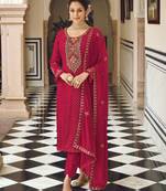 Georgette Rani Pink Straight Salwar Suit