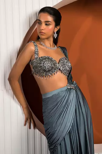 Steel Blue Jade Saree