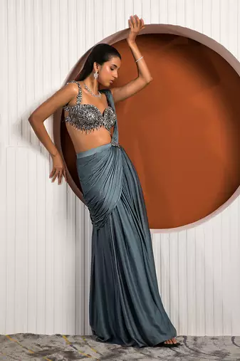 Steel Blue Jade Saree