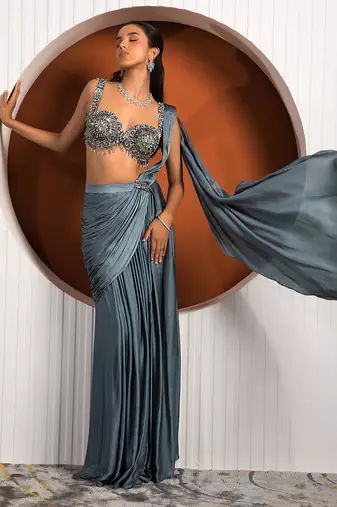 Steel Blue Jade Saree