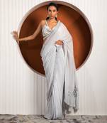 Pastel Blue Daisy Saree