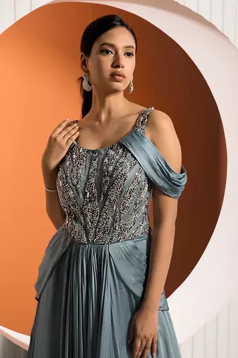Steel Blue Viola Gown