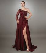 Wine One Shoulder Gown 