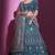 TEAL BLUE EMBROIDERED CREPE FESTIVE & PARTY WEAR SEMI STITCHED LEHENGA