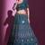 TEAL BLUE EMBROIDERED CREPE FESTIVE & PARTY WEAR SEMI STITCHED LEHENGA