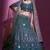 TEAL BLUE EMBROIDERED CREPE FESTIVE & PARTY WEAR SEMI STITCHED LEHENGA