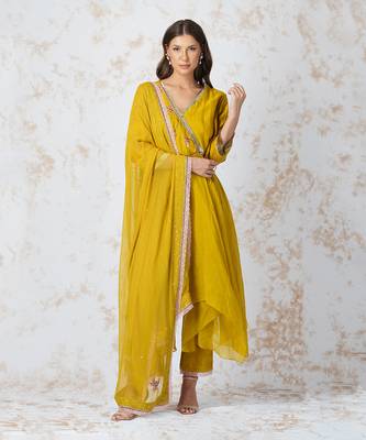 Beaded Flower Asymmetric Anarkali Set 1