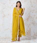 Beaded Flower Asymmetric Anarkali Set