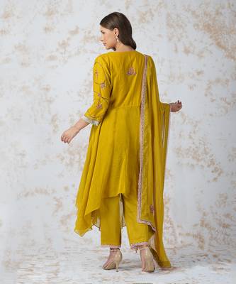 Beaded Flower Asymmetric Anarkali Set 3