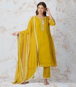Baroque Flower Mustard Kurta Set