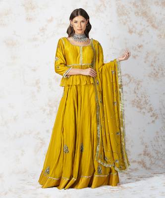 Antique Work  Mustard Lehenga Set 1