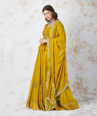 Antique Work  Mustard Lehenga Set 2