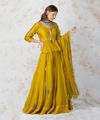 Antique Work  Mustard Lehenga Set 3