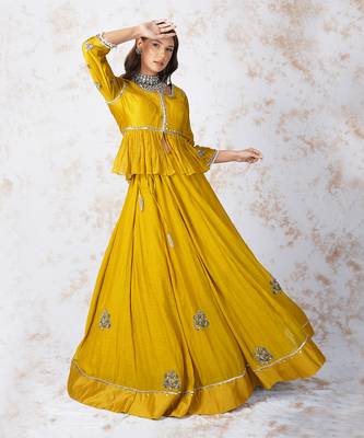 Antique Work  Mustard Lehenga Set 4